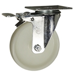5 Inch Stainless Steel Swivel Caster with White Nylon Wheel and Total Lock