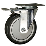 5" Stainless Steel Swivel Caster with Total Lock Brake and Black Polyurethane Wheel