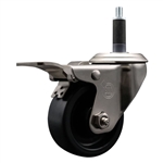 Service Caster #20 Series 1 inch expanding adapter stem stainless steel swivel casters with 3 inch polyolefin wheel and total lock.