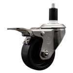 Service Caster #20 Series 1-1/2 inch expanding adapter stem stainless steel swivel casters with 3 inch polyolefin wheel and total lock.