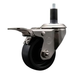 Service Caster #20 Series 1-1/4 inch expanding adapter stem stainless steel swivel casters with 3 inch polyolefin wheel and total lock.