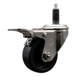 Service Caster #20 Series 1-1/8 inch expanding adapter stem stainless steel swivel casters with 3 inch polyolefin wheel and total lock.