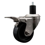 Service Caster #20 Series 1-3/4 inch expanding adapter stem stainless steel swivel casters with 3 inch polyolefin wheel and total lock.