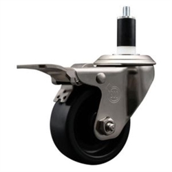 Service Caster #20 Series 1-3/8 inch expanding adapter stem stainless steel swivel casters with 3 inch polyolefin wheel and total lock.