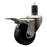 Service Caster #20 Series 1-5/8 inch expanding adapter stem stainless steel swivel casters with 3 inch polyolefin wheel and total lock.