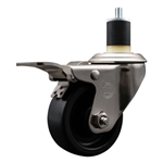 Service Caster #20 Series 1-7/8 inch expanding adapter stem stainless steel swivel casters with 3 inch polyolefin wheel and total lock.