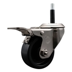 Service Caster #20 Series 3/4 inch expanding adapter stem stainless steel swivel casters with 3 inch polyolefin wheel and total lock.