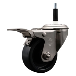 Service Caster #20 Series 7/8 inch expanding adapter stem stainless steel swivel casters with 3 inch polyolefin wheel and total lock.
