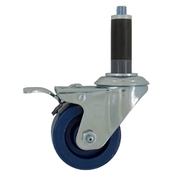 3" Expanding Stem Stainless Steel  Swivel Caster with Solid Polyurethane Tread and Total Lock