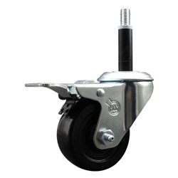 3/4 inch expanding adapter stem stainless steel swivel casters with 3 inch soft rubber wheel and total lock
