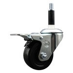 7/8 inch expanding adapter stem stainless steel swivel casters with 3 inch soft rubber wheel and total lock