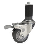 3" Stainless Steel  1-5/8" Expanding Stem Swivel Caster with Thermoplastic Rubber Wheel and Total Lock Brake