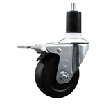 1-1/2 inch expanding adapter stem stainless steel swivel casters with 3-1/2 inch soft rubber wheel and total lock