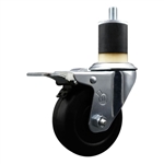 1-7/8 inch expanding adapter stem stainless steel swivel casters with 3-1/2 inch soft rubber wheel and total lock