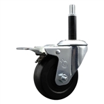 3/4 inch expanding adapter stem stainless steel swivel casters with 3-1/2 inch soft rubber wheel and total lock