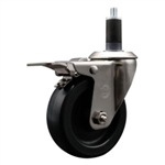Service Caster #20 Series 1-1/4 inch expanding adapter stem stainless steel swivel casters with 4 inch polyolefin wheel and total lock.