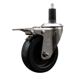 Service Caster #20 Series 1-1/4 inch expanding adapter stem stainless steel swivel casters with 4 inch polyolefin wheel and total lock.