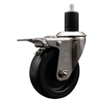 Service Caster #20 Series 1-3/4 inch expanding adapter stem stainless steel swivel casters with 4 inch polyolefin wheel and total lock.