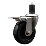 Service Caster #20 Series 1-5/8 inch expanding adapter stem stainless steel swivel casters with 4 inch polyolefin wheel and total lock.