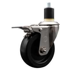 Service Caster #20 Series 1-7/8 inch expanding adapter stem stainless steel swivel casters with 4 inch polyolefin wheel and total lock.