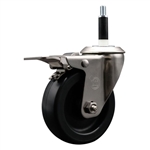 Service Caster #20 Series 7/8 inch expanding adapter stem stainless steel swivel casters with 4 inch polyolefin wheel and total lock.