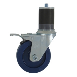 4" Expanding Stem Stainless Steel  Swivel Caster with Solid Polyurethane Tread and Total Lock brake