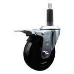 1 inch expanding adapter stem stainless steel swivel casters with 4 inch soft rubber wheel and total lock
