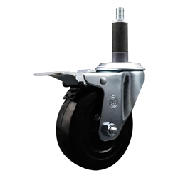 1 inch expanding adapter stem stainless steel swivel casters with 4 inch soft rubber wheel and total lock