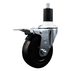 1-1/2 inch expanding adapter stem stainless steel swivel casters with 4 inch soft rubber wheel and total lock