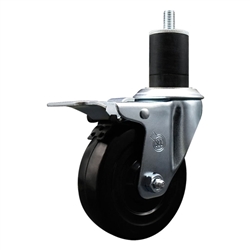 1-3/4 inch expanding adapter stem stainless steel swivel casters with 4 inch soft rubber wheel and total lock