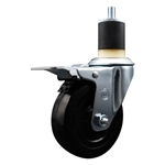 1-7/8 inch expanding adapter stem stainless steel swivel casters with 4 inch soft rubber wheel and total lock