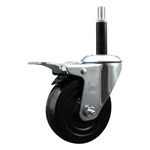 3/4 inch expanding adapter stem stainless steel swivel casters with 4 inch soft rubber wheel and total lock