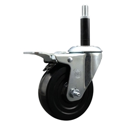 3/4 inch expanding adapter stem stainless steel swivel casters with 4 inch soft rubber wheel and total lock