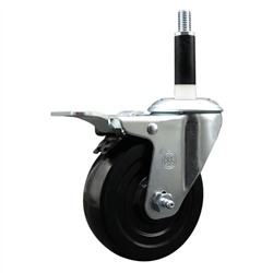 7/8 inch expanding adapter stem stainless steel swivel casters with 4 inch soft rubber wheel and total lock
