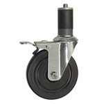 5" Stainless Steel Expanding Stem Swivel Caster with Hard Rubber Wheel and Total Lock System
