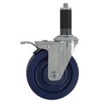 5" Expanding Stem Stainless Steel  Swivel Caster with Solid Polyurethane Tread and Total Lock brake