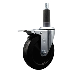 1 inch expanding adapter stem stainless steel swivel casters with 5 inch soft rubber wheel and total lock