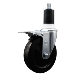 1-1/2 inch expanding adapter stem stainless steel swivel casters with 5 inch soft rubber wheel and total lock