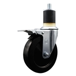 1-7/8 inch expanding adapter stem stainless steel swivel casters with 5 inch soft rubber wheel and total lock