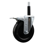 3/4 inch expanding adapter stem stainless steel swivel casters with 5 inch soft rubber wheel and total lock