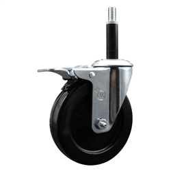 3/4 inch expanding adapter stem stainless steel swivel casters with 5 inch soft rubber wheel and total lock