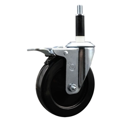 7/8 inch expanding adapter stem stainless steel swivel casters with 5 inch soft rubber wheel and total lock