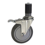 5" Stainless Steel  Expanding Stem Swivel Caster with Thermoplastic Rubber Wheel and Total Lock Brake