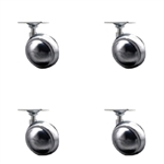 Office chair, furniture and light equipment ball casters with Bright Chrome finish, metal tread wheels and top plates. Stylish, high quality ball caster for chairs, tables, plant stands, ottomans, furniture and light equipment.