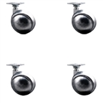 Office chair, furniture and light equipment ball casters with Bright Chrome finish, metal tread wheels and top plates. Stylish, high quality ball caster for chairs, tables, plant stands, ottomans, furniture and light equipment.
