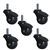 Spherical threaded stem ball casters gloss black finish set of 5