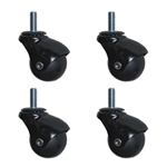 Spherical threaded stem ball casters with gloss black finish