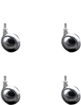 Office chair, furniture and light equipment ball casters with Bright Chrome finish, metal tread wheels and 3/8" threaded stems. Stylish, high quality ball caster for chairs, tables, plant stands, ottomans, furniture and light equipment.
