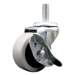 2 inch threaded stem swivel caster with a thermoplastic rubber tread wheel and brake