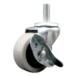 2 inch threaded stem swivel caster with a thermoplastic rubber tread wheel and brake